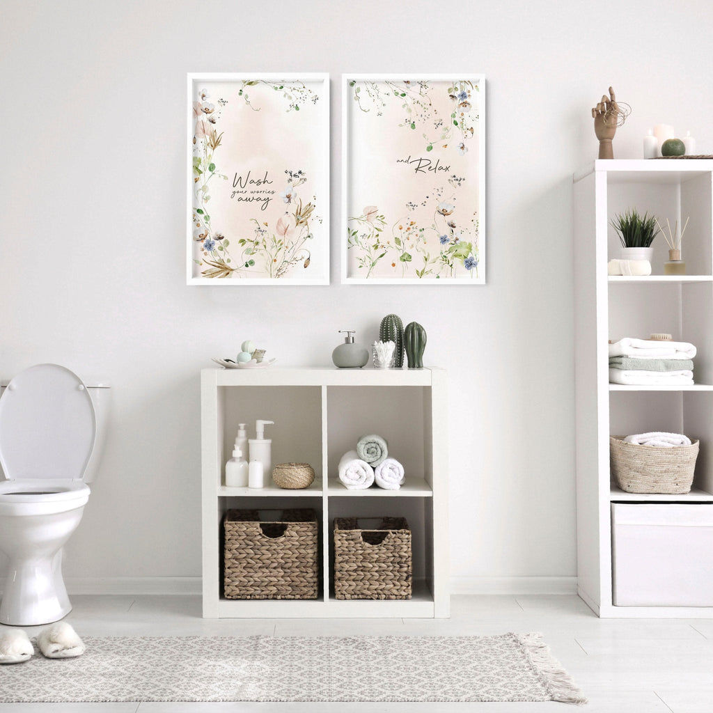 Bathroom decoration items | Set of 2 Shabby Chic wall art