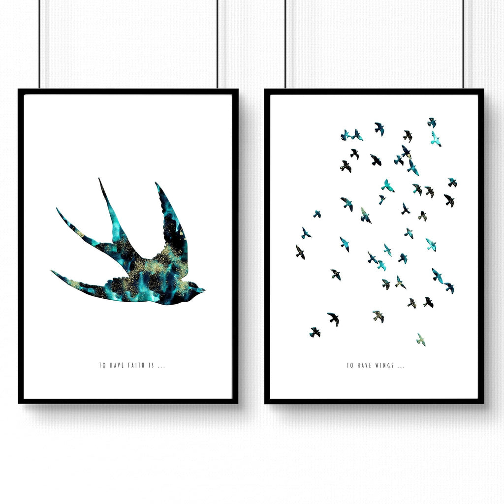 Hallway Prints – Set of 2 Flying Birds Wall Art