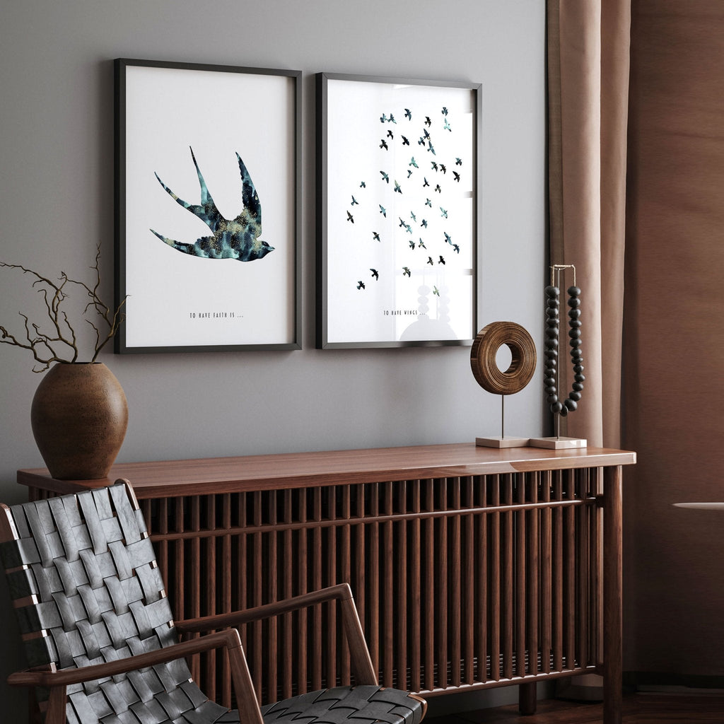 Hallway Prints – Set of 2 Flying Birds Wall Art