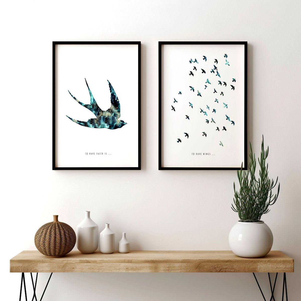 Hallway Prints – Set of 2 Flying Birds Wall Art