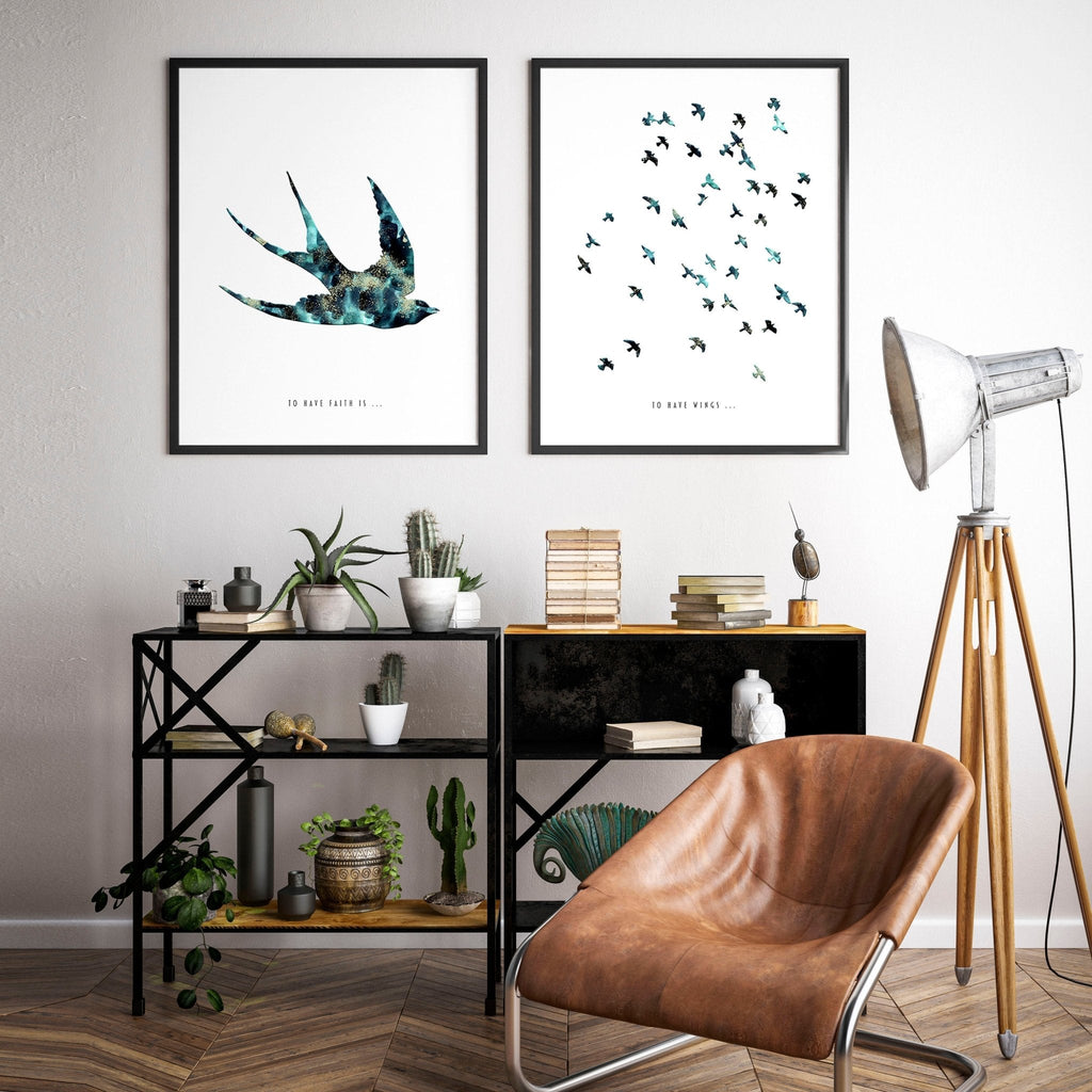 Hallway Prints – Set of 2 Flying Birds Wall Art