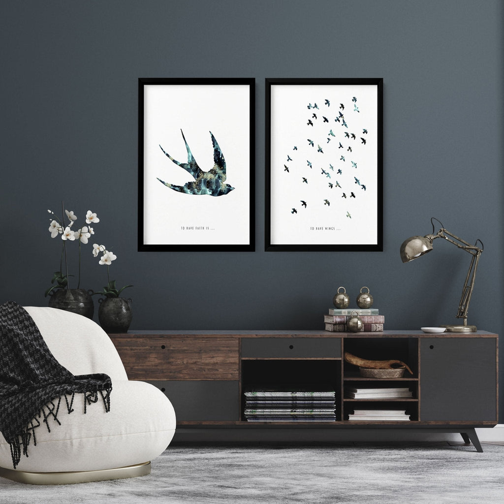 Hallway Prints – Set of 2 Flying Birds Wall Art