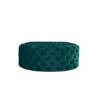 Footstool Chesterfield Green Velvet Luxury, [Rounded] - MOOAZAA 