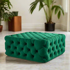 Footstool Chesterfield Green Velvet, [Squared] - MOOAZAA 