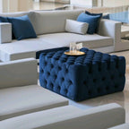 Footstool Chesterfield Velvet Navy Blue, [Squared] - MOOAZAA 