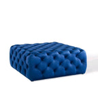 Footstool Chesterfield Velvet Navy Blue, [Squared] - MOOAZAA 