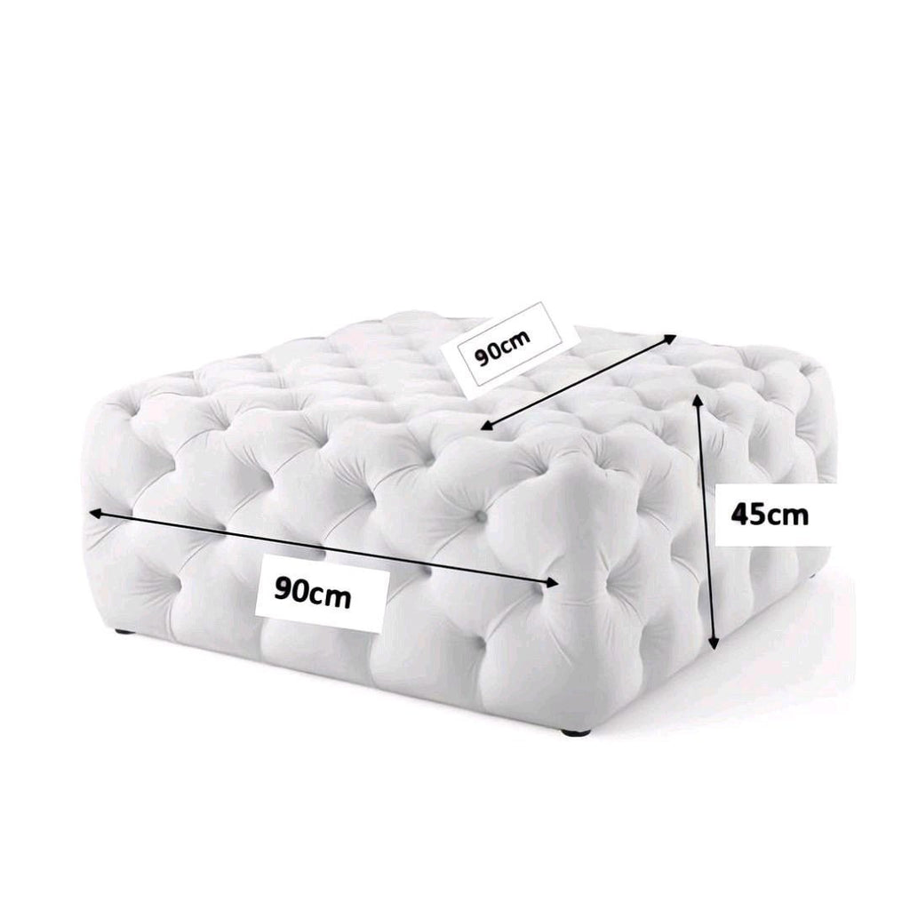 Footstool Chesterfield Velvet Navy Blue, [Squared] - MOOAZAA 