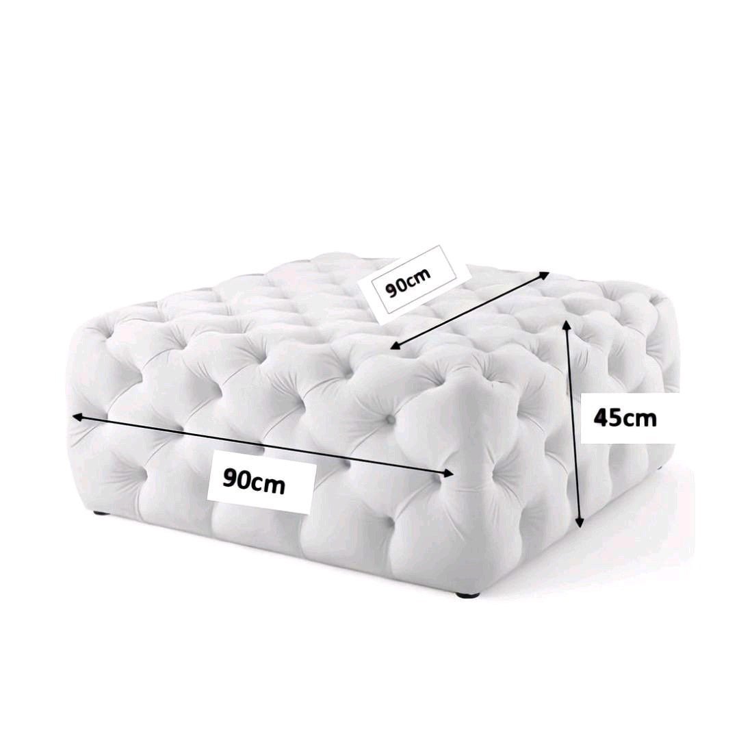 Footstool Chesterfield Velvet Navy Blue, [Squared] - MOOAZAA 
