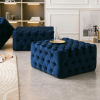 Footstool Chesterfield Velvet Navy Blue, [Squared] - MOOAZAA 