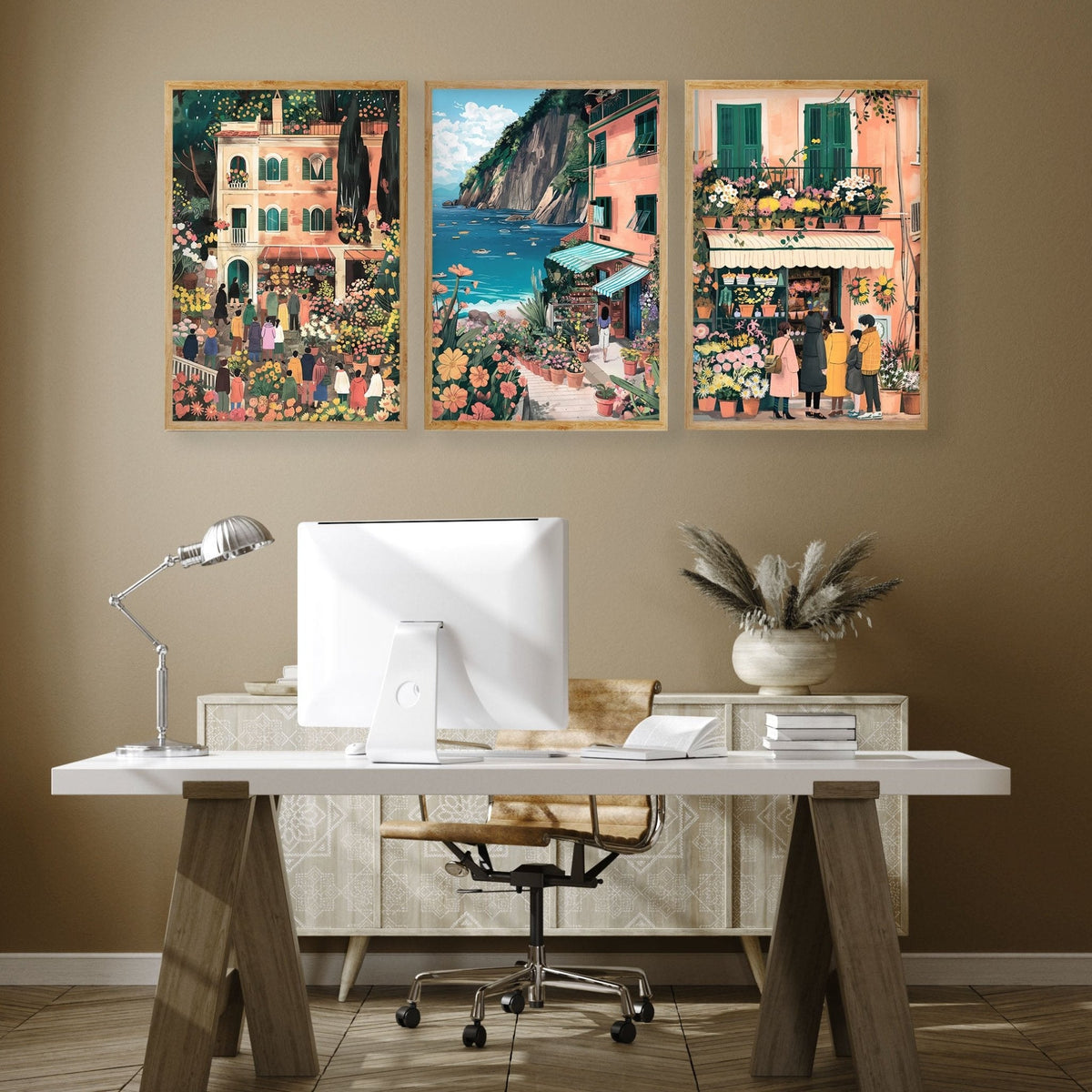 Framed Artwork | Set of 3 Italian Lifestyle Wall art Prints