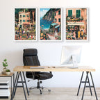 Framed Artwork | Set of 3 Italian Lifestyle Wall art Prints
