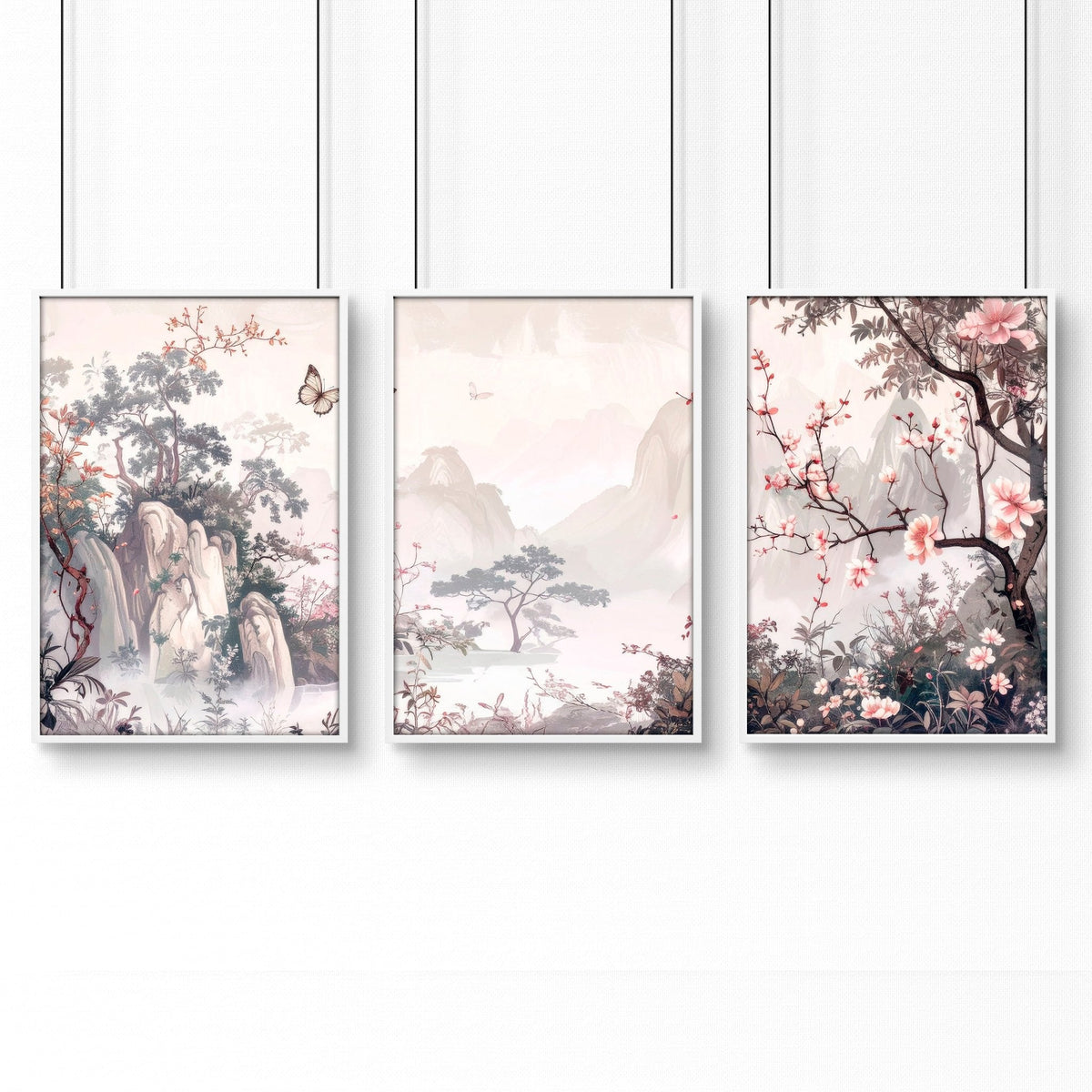 Chinoiserie Wall Art Framed | Set of 3 Prints