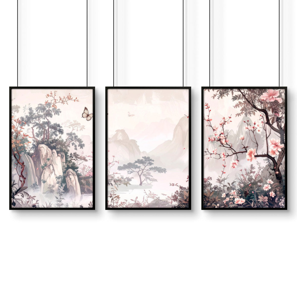 Chinoiserie Wall Art Framed | Set of 3 Prints