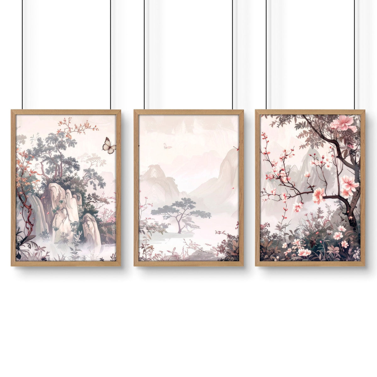 Chinoiserie Wall Art Framed | Set of 3 Prints