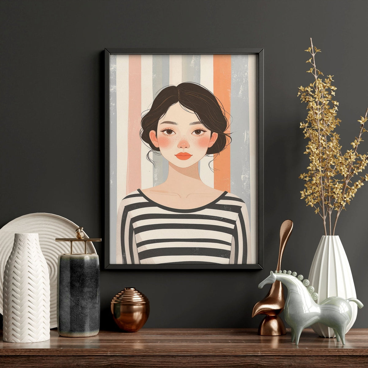 Framed Pictures For The Living Room | Set of 3 Boho Women Wall art Prints