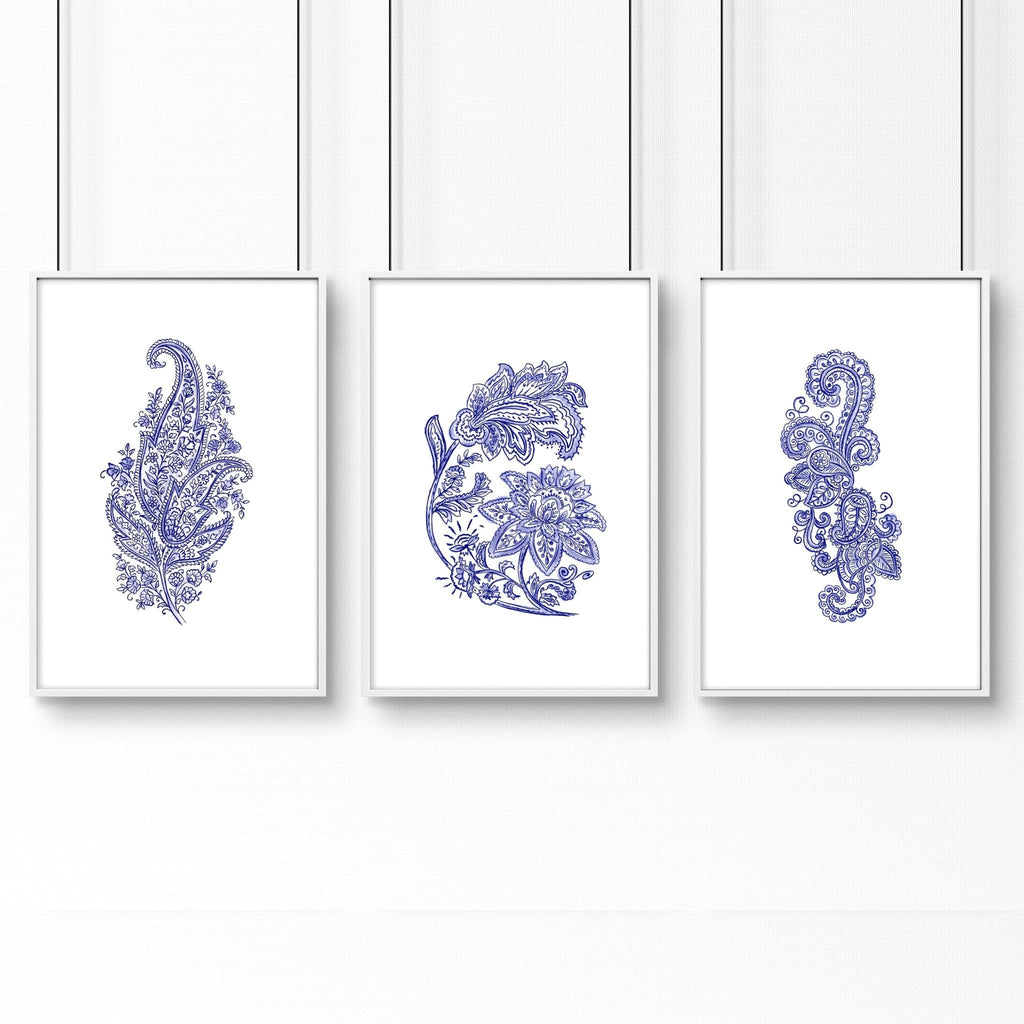 Wall hanging boho | set of 3 Paisley wall art for bedrooms