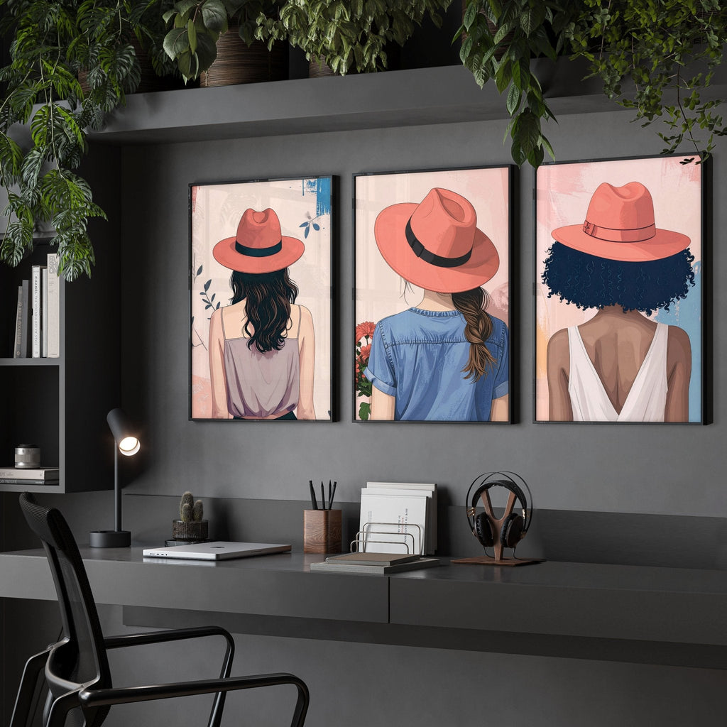 Framed Prints Large | Set of 3 Boho Women Wall art Prints