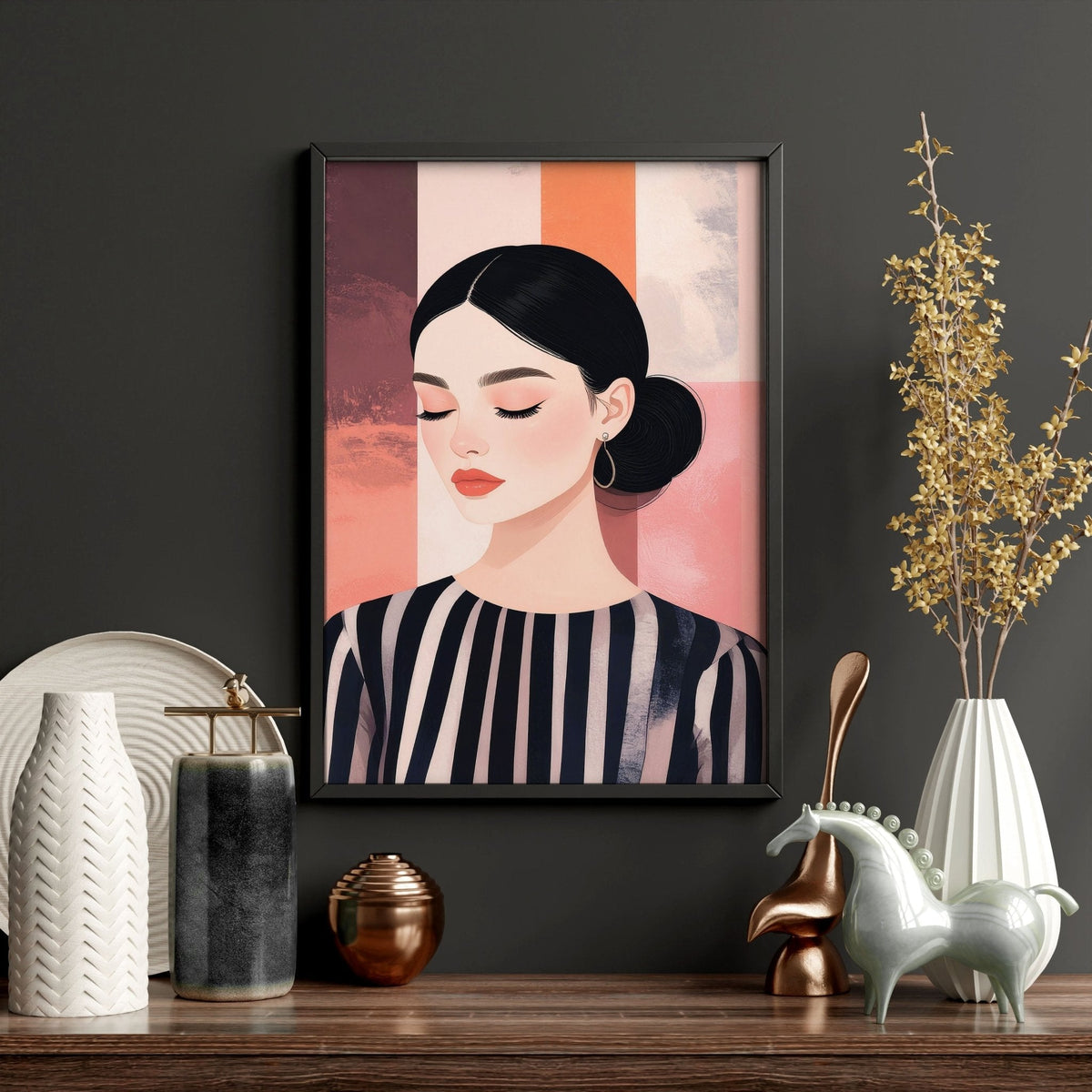 Frames Living Room | Set of 3 Boho Women Wall art Prints