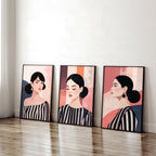 Frames Living Room | Set of 3 Boho Women Wall art Prints