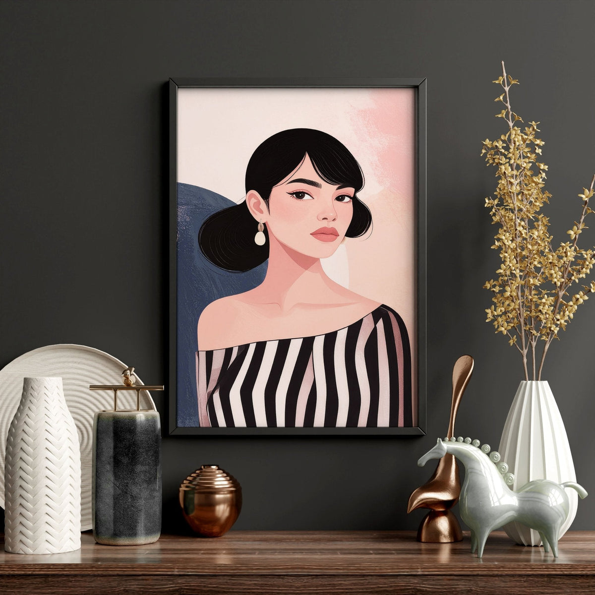 Frames Living Room | Set of 3 Boho Women Wall art Prints