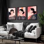 Frames Living Room | Set of 3 Boho Women Wall art Prints
