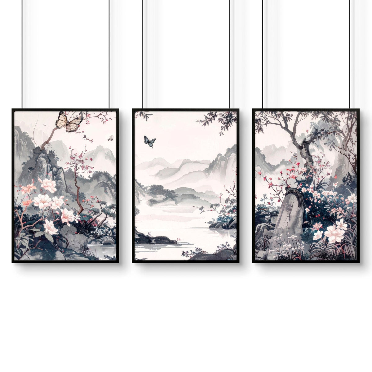 Gallery Wall Prints | Set of 3 Chinoiserie Wall art Prints