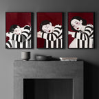 Gallery Walls Living Room | Set of 3 Boho Women Wall art Prints