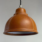 Genuine Leather Pendant Light – Hand-Stitched Leather Lampshade | Vintage Industrial Ceiling Light - MOOAZAA