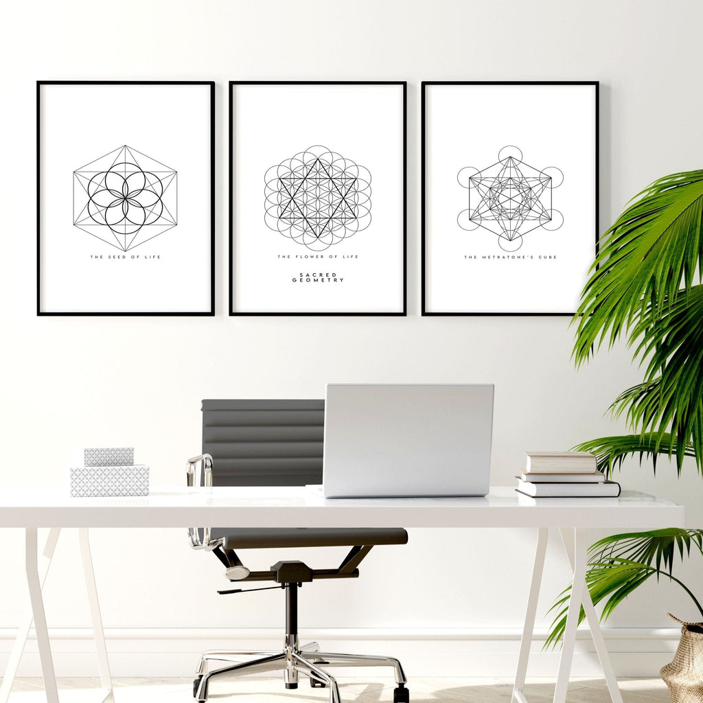 Geometric Wall Art | Set of 3 Sacred Geometry Wall art Prints