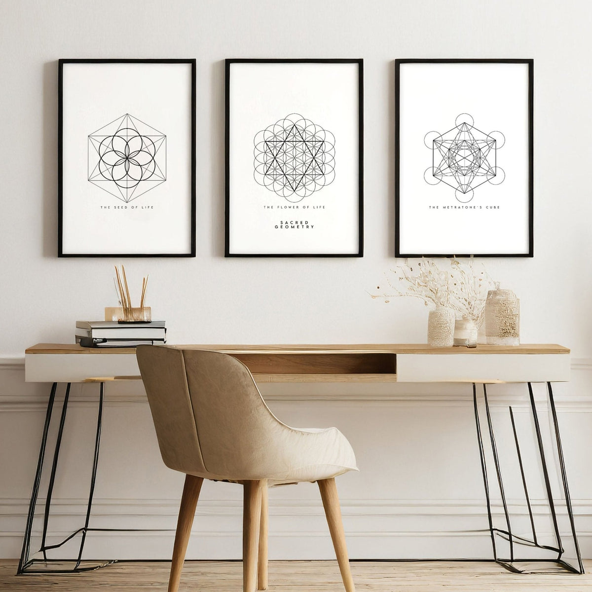 Geometric Wall Art | Set of 3 Sacred Geometry Wall art Prints