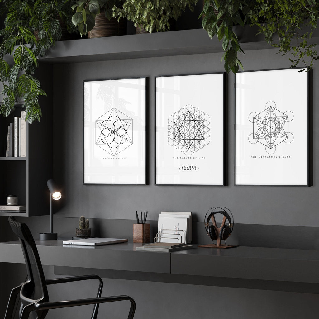 Geometric Wall Art | Set of 3 Sacred Geometry Wall art Prints