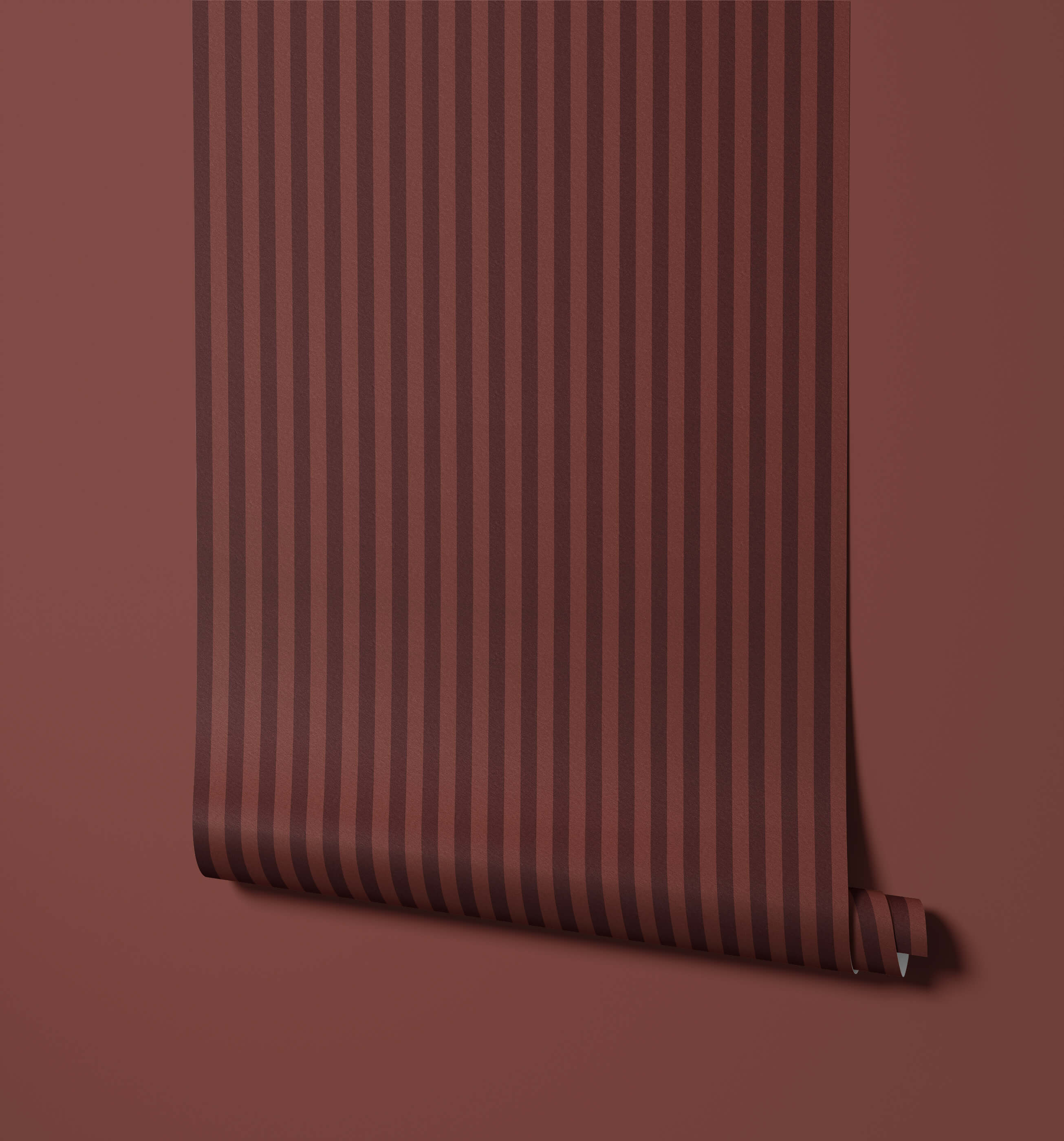 Roll of brown ribbed wallpaper on a matching background