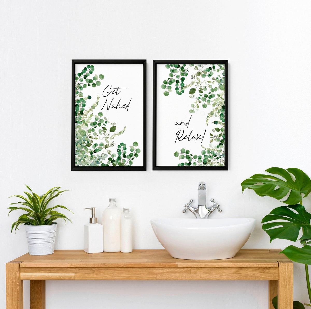 Framed picture for bathroom | Set of 2 wall art prints