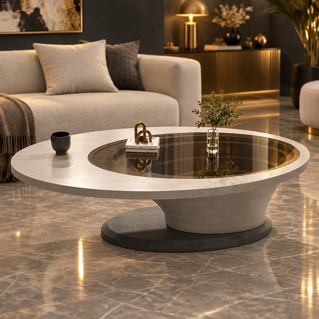 Glamora Oval Coffee Table | Modern Luxury Furniture | Mooazaa