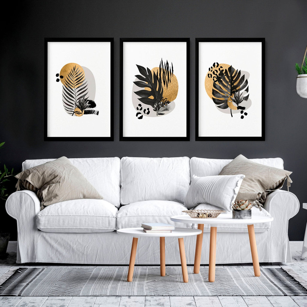 Unique Wall Art for Living Room – Set of 3 Framed Prints