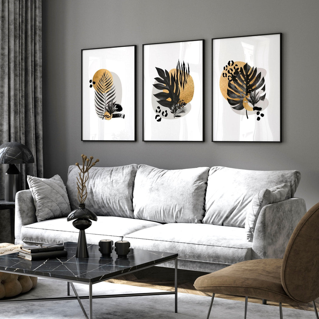 Unique Wall Art for Living Room – Set of 3 Framed Prints