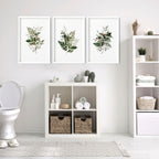 Framed Bathroom Wall Art – Set of 3 Green Botanical Prints
