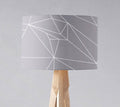 Grey Drum Lampshade, White Geometric Line Design Shade for Table, Floor or Ceiling Pendant Light
