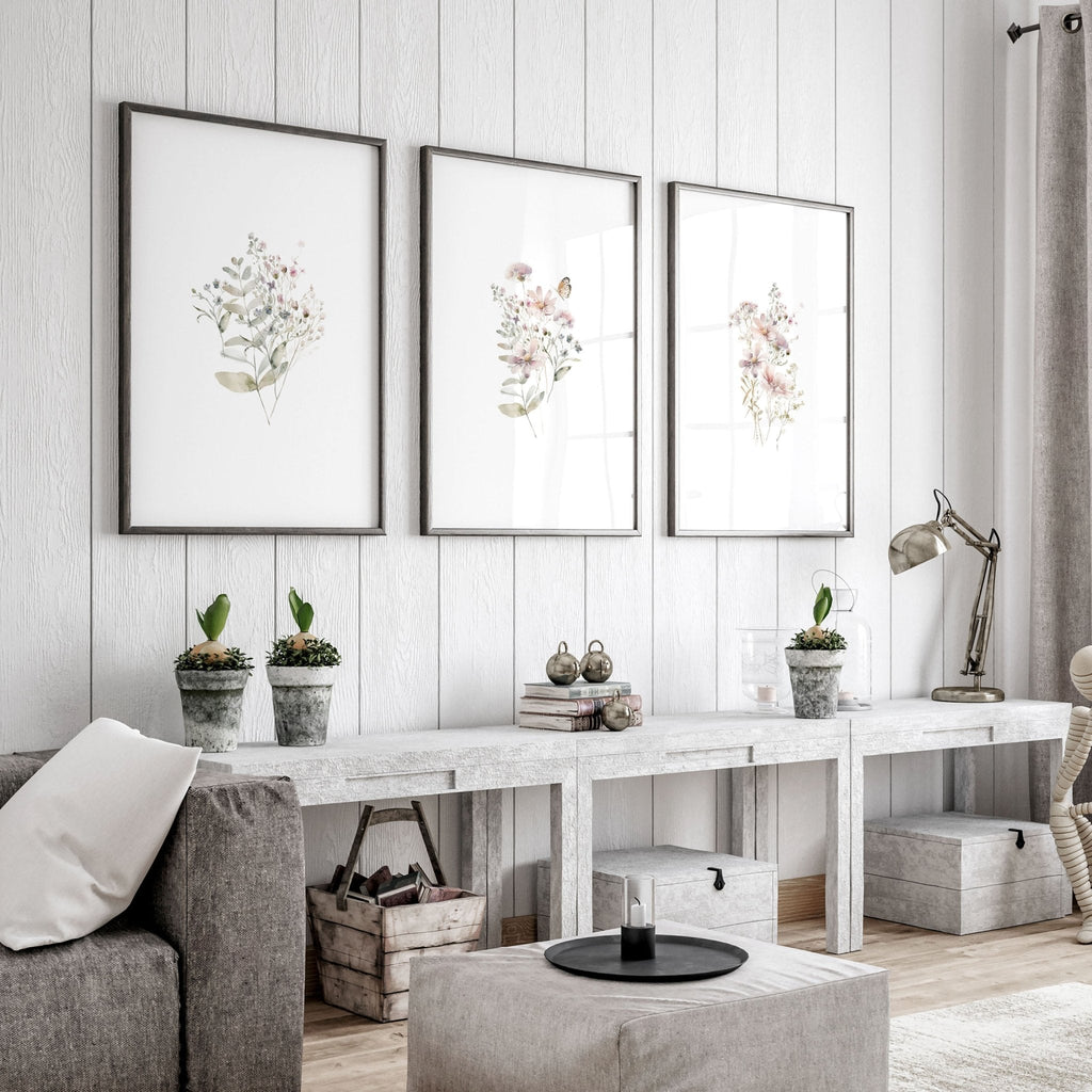Hallway Prints Set of 3 | Pastel Shabby Chic Wall Art
