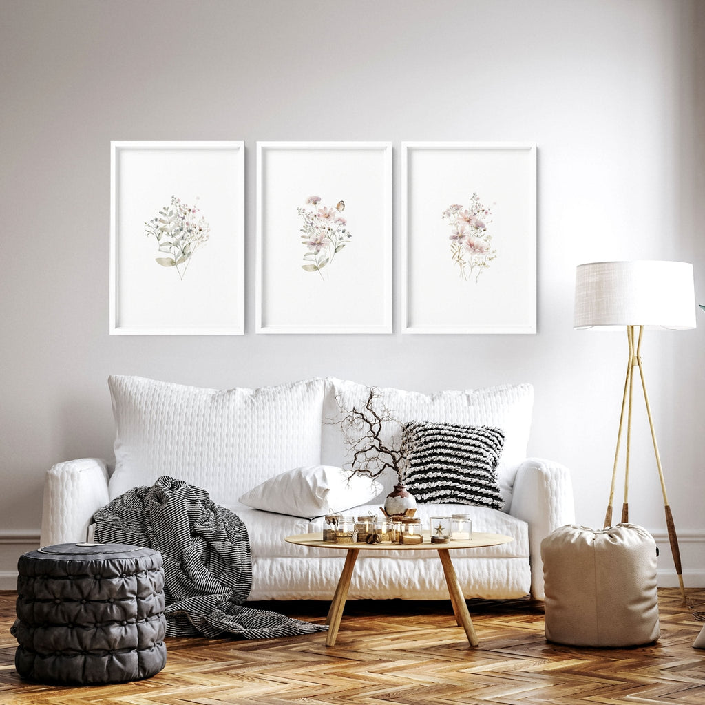 Hallway Prints Set of 3 | Pastel Shabby Chic Wall Art
