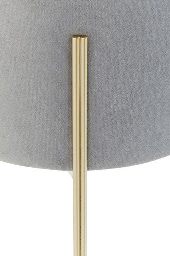 Hayes Round Grey Velvet Stool - MOOAZAA