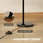 HOMCOM Arc Floor Lamp for Living Room, Modern Adjustable Standing Lamp with Faux Black Marble Base Black - MOOAZAA