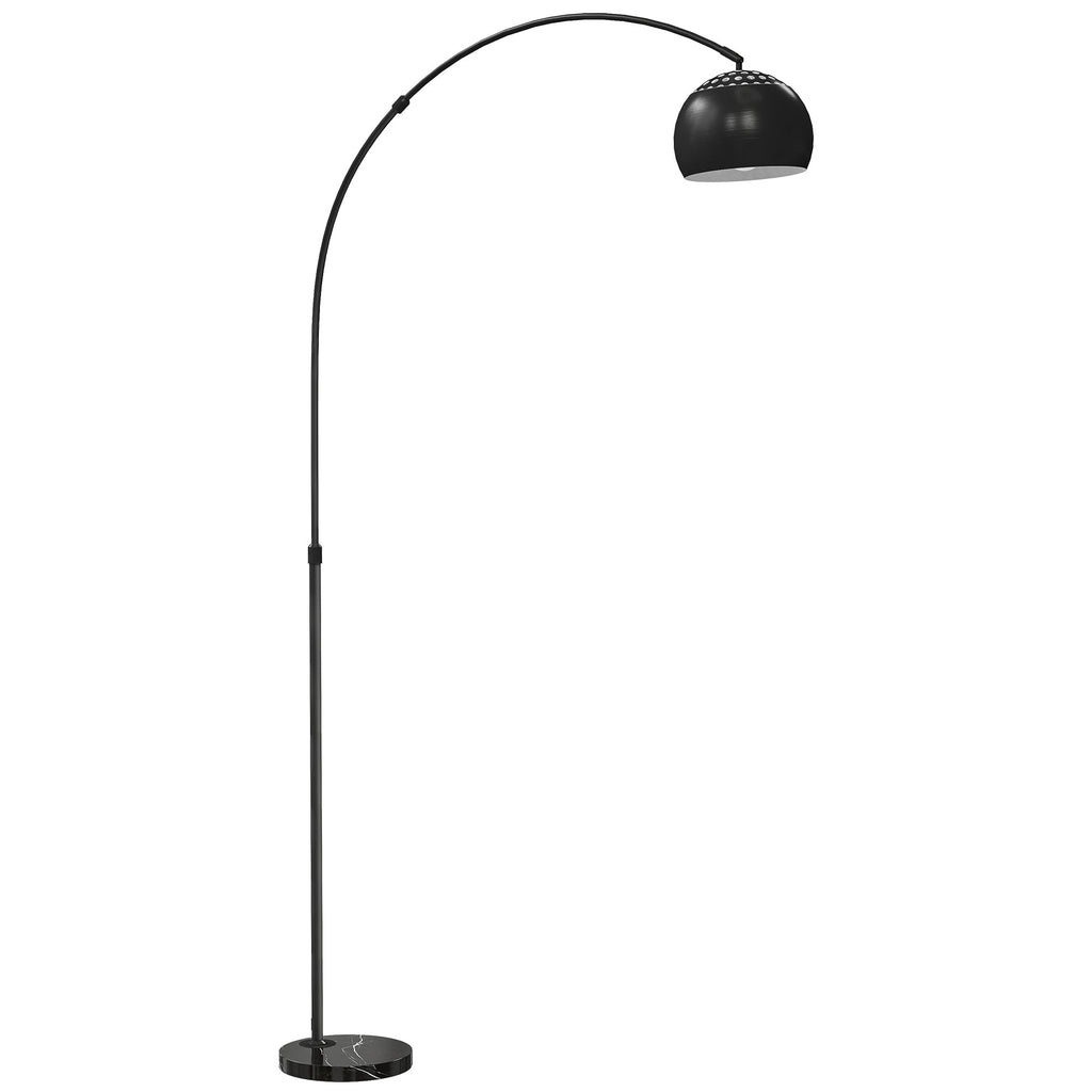 HOMCOM Arc Floor Lamp for Living Room, Modern Adjustable Standing Lamp with Faux Black Marble Base Black - MOOAZAA
