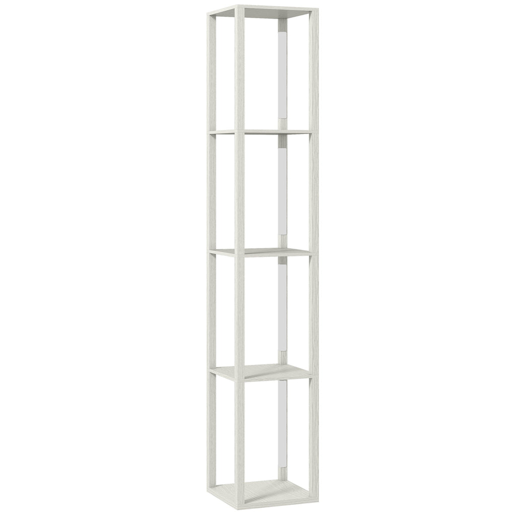 HOMCOM Floor Lamp with Shelves and 3 Brightness Levels - Oak - MOOAZAA