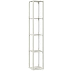 HOMCOM Floor Lamp with Shelves and 3 Brightness Levels - Oak - MOOAZAA