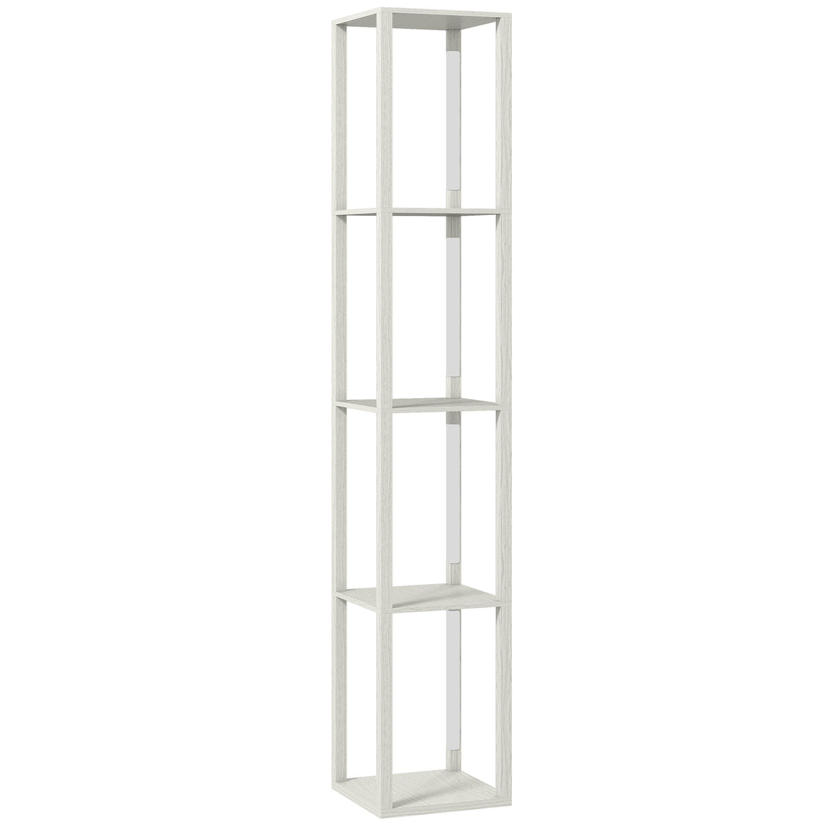HOMCOM Floor Lamp with Shelves and 3 Brightness Levels - Oak - MOOAZAA