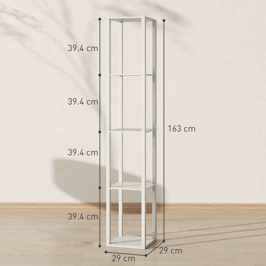 HOMCOM Floor Lamp with Shelves and 3 Brightness Levels - Oak - MOOAZAA