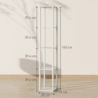 HOMCOM Floor Lamp with Shelves and 3 Brightness Levels - Oak - MOOAZAA