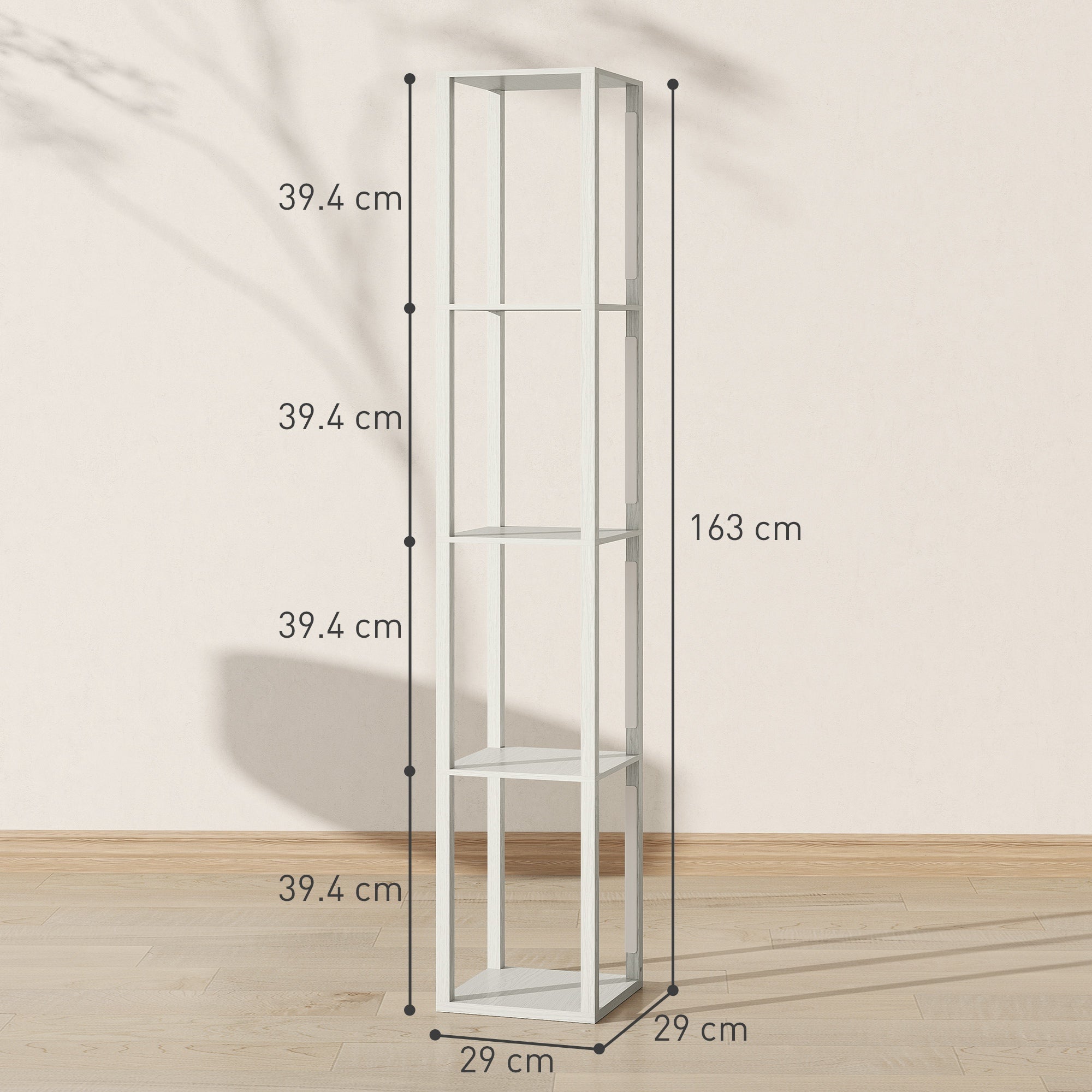 HOMCOM Floor Lamp with Shelves and 3 Brightness Levels - Oak - MOOAZAA