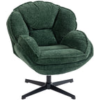 HOMCOM Modern Wingback Accent Chair, Velvet Armchair with Four-Star Base, S-Springs, Swivel, Dark Green - MOOAZAA